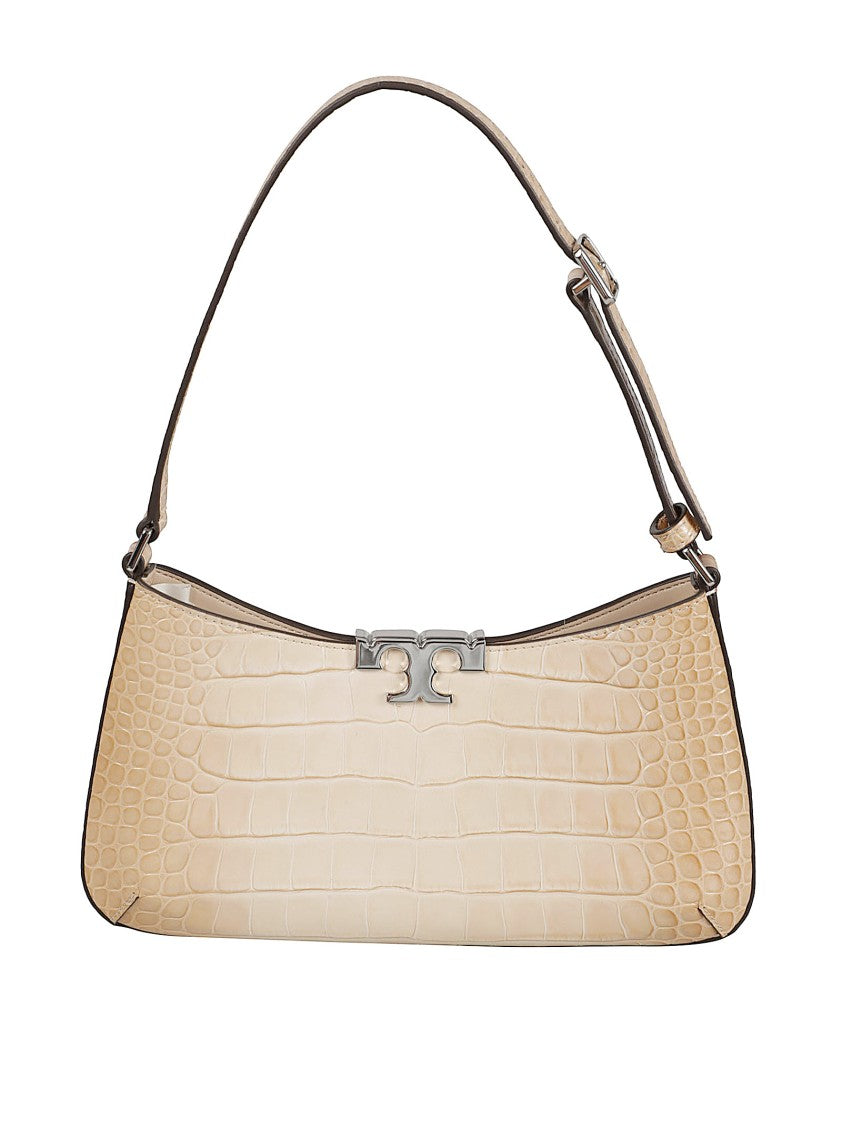 Tory Burch Croc-Embossed Shoulder Bag With Double T Hardware