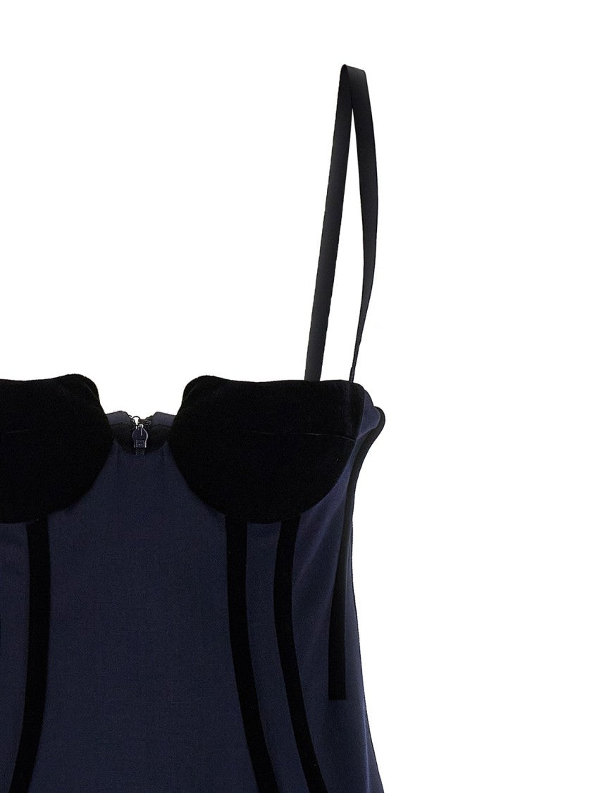 Max Mara Strapless Fitted Dress With Velvet Accents