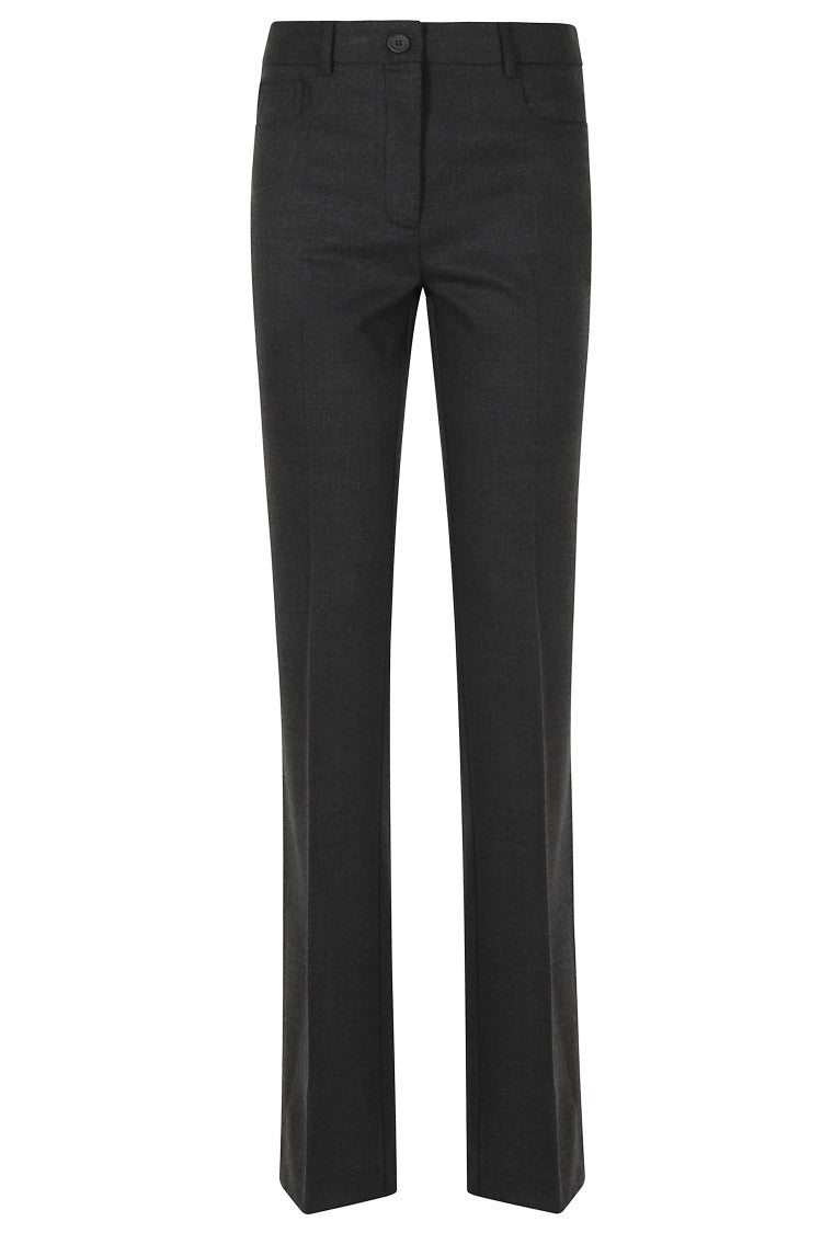 Semi Couture Anthracite Tabby Straight-Leg Wool Flannel Pants