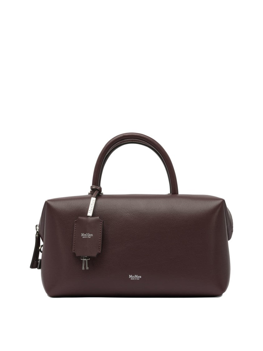 Max Mara Burgundy Calfskin Leather Satchel Handbag