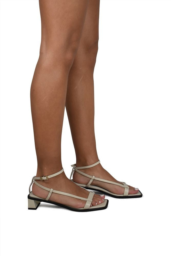 Anest Collective Crossover White Leather Sandals With Square Toe