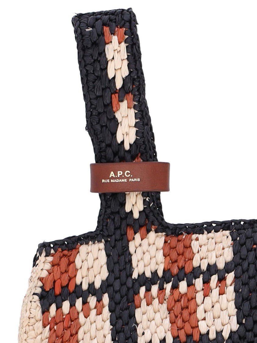 A.P.C. Multicolor Pecan Raffia Leather-Trim Tote Bag