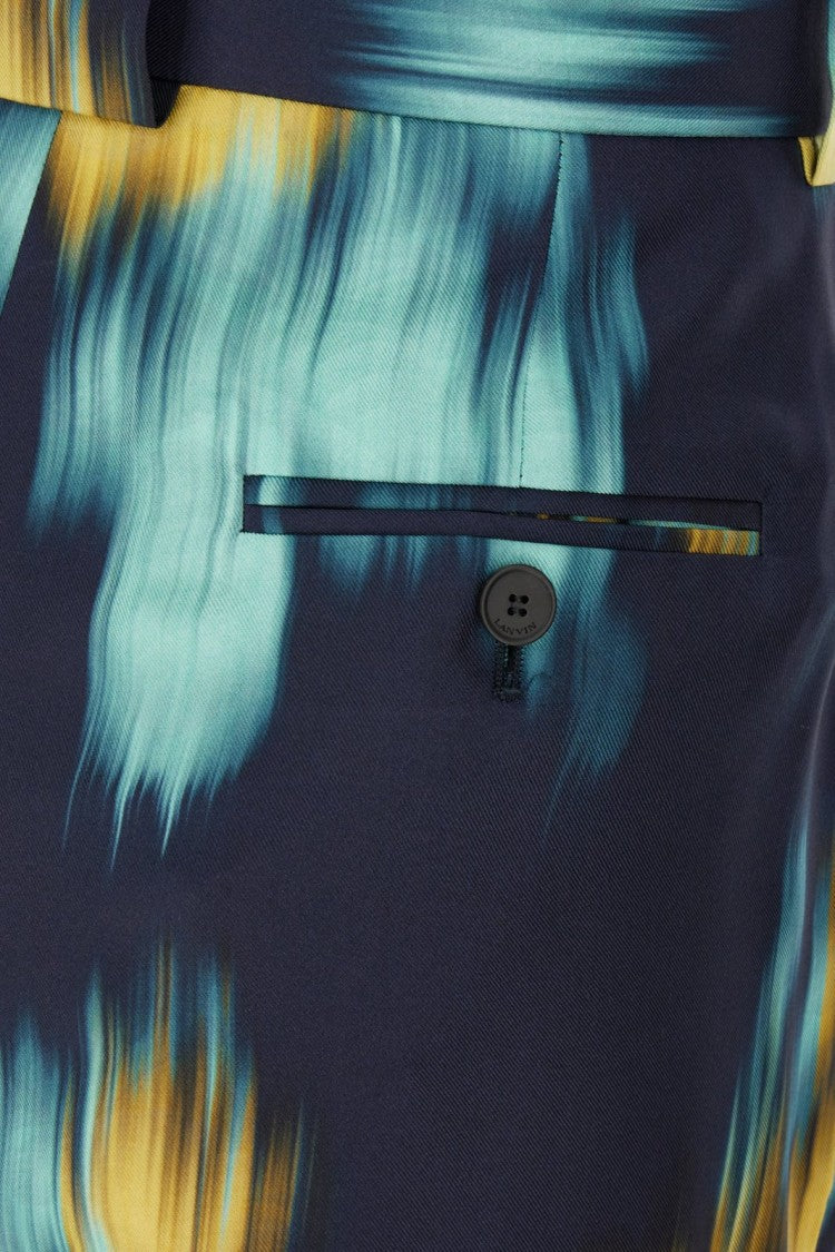 Lanvin Flowing Wide-Leg Pants With Printed Pattern And Soft Texture