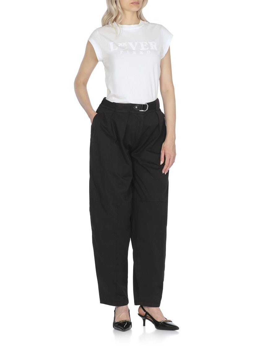 Pinko High-Waisted Cotton Pants With Matching Belt