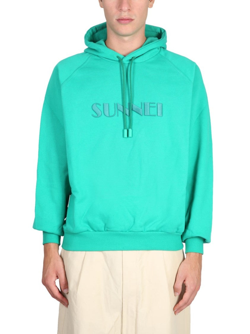 Sunnei Relaxed Fit Drawstring Hooded Sweatshirt