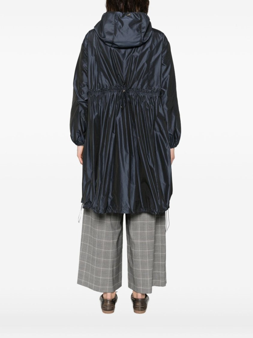 Herno Black Ruffled Details Hooded Parka