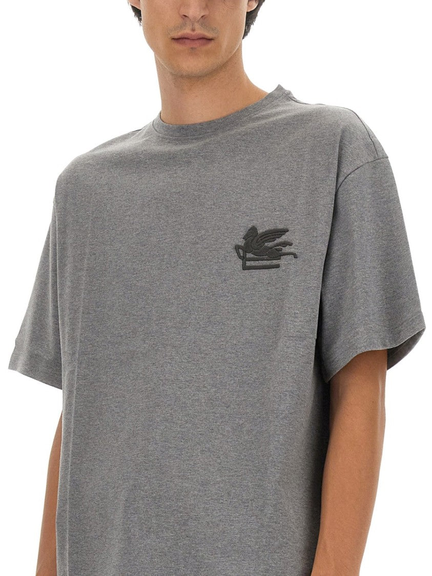 Etro Pegasus Embroidered Grey T-Shirt