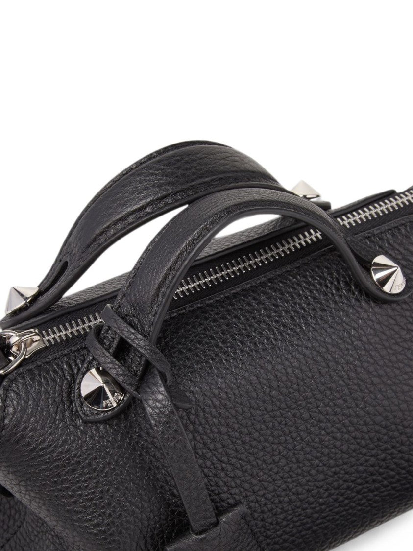 Fendi Textured Silver-Accent Detachable Strap Leather Bag