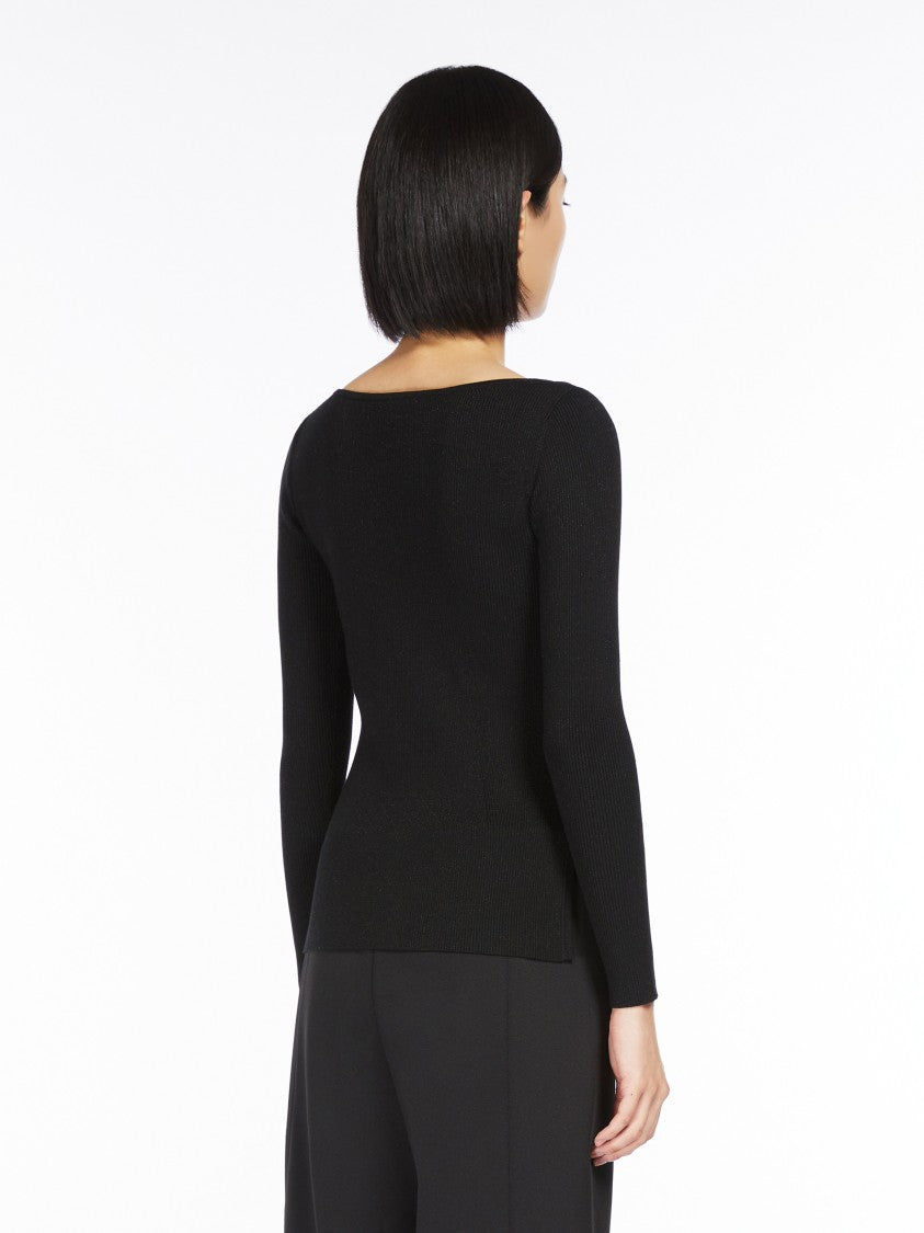 Max Mara Fitted Ribbed Top With Metallic Accents