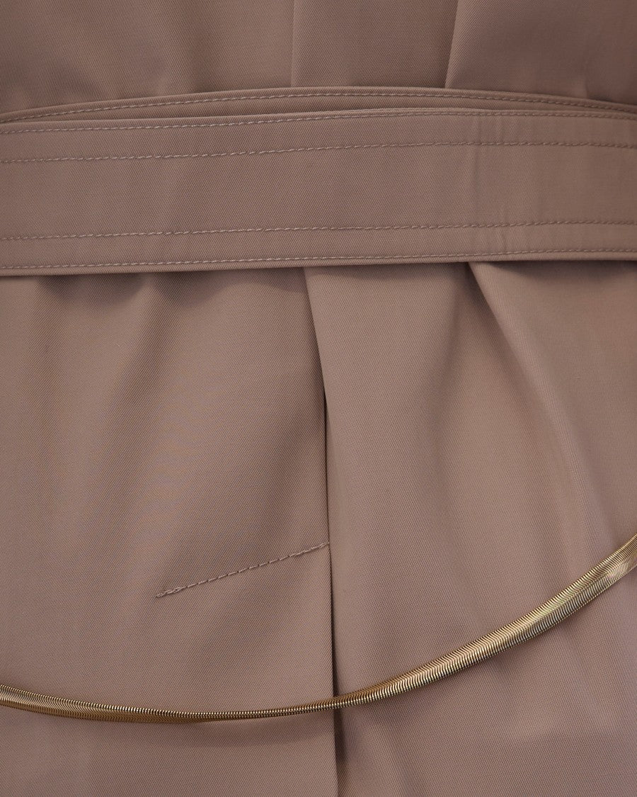 Sportmax Beige Water-Repellent Twill Trench Coat