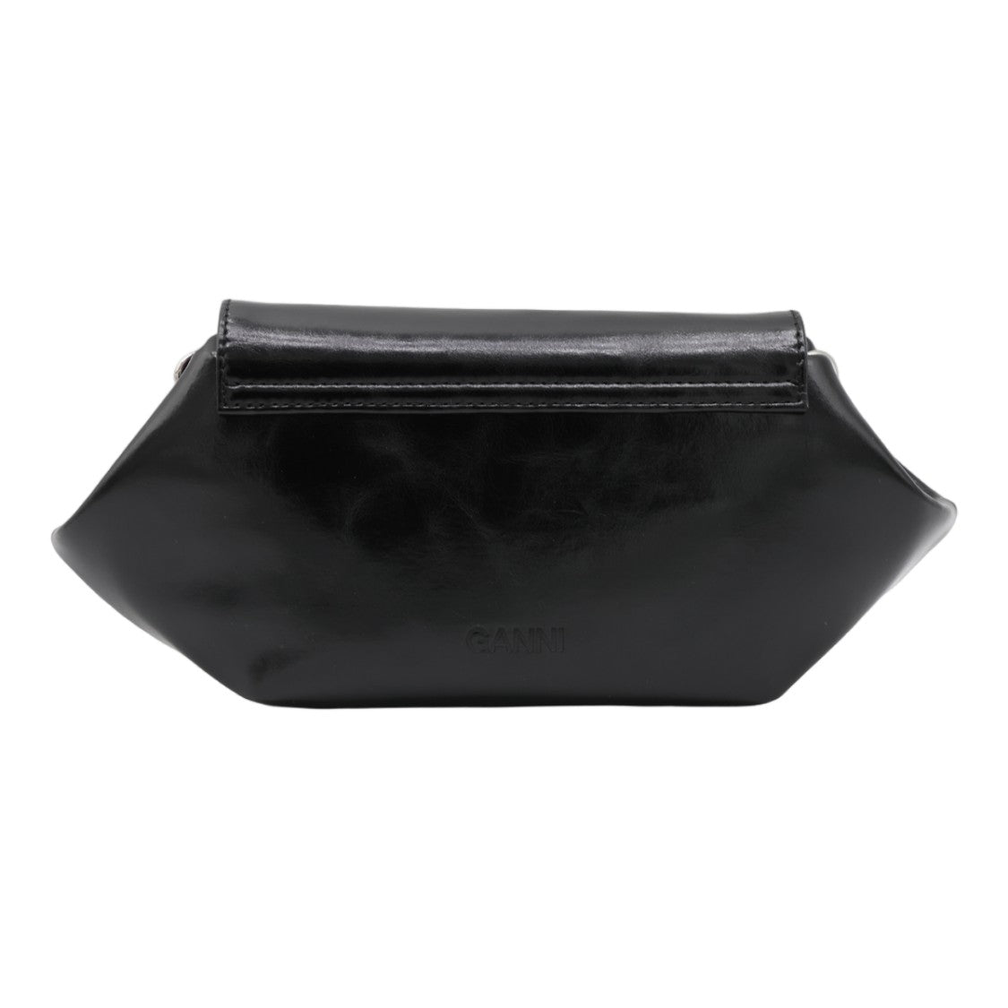 Ganni Black Geometric Adjustable Strap Detachable Pouch Bag
