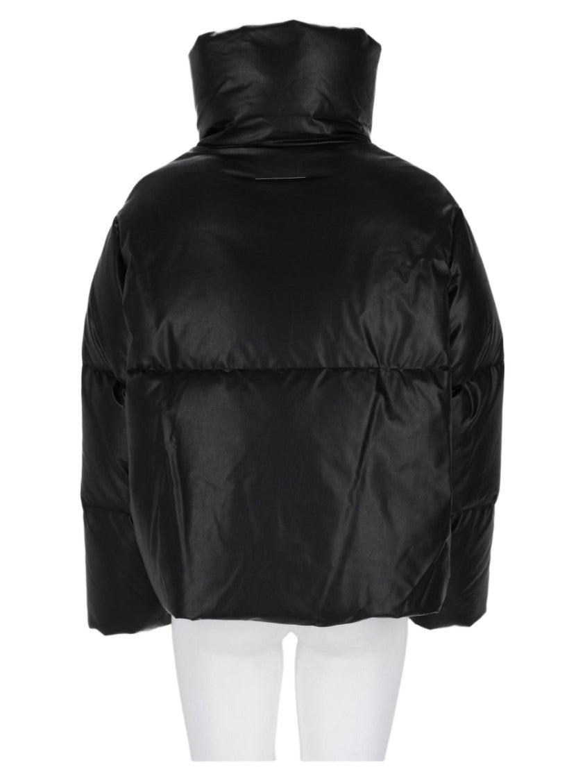 Mm6 By Maison Margiela Cropped Padded Jacket With Structured Collar And Concealed Closure