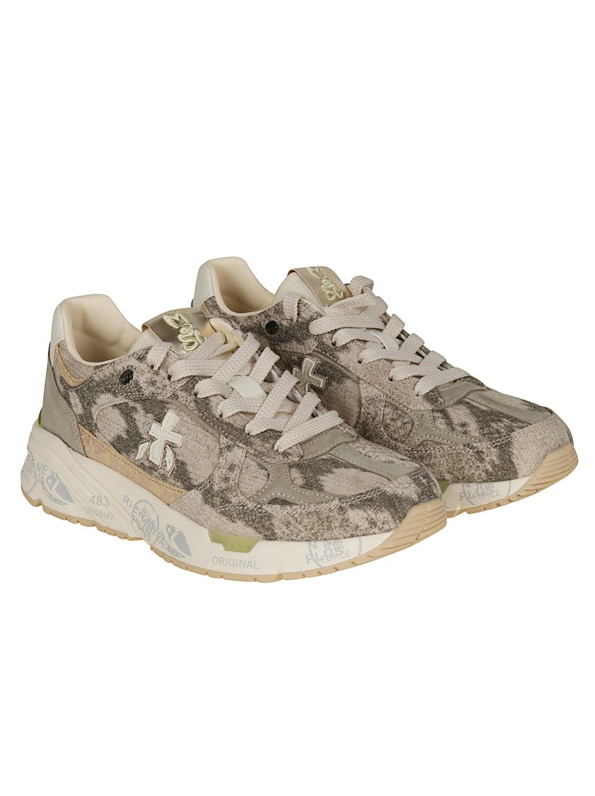 Premiata Mased Textured Lace Up Sneakers