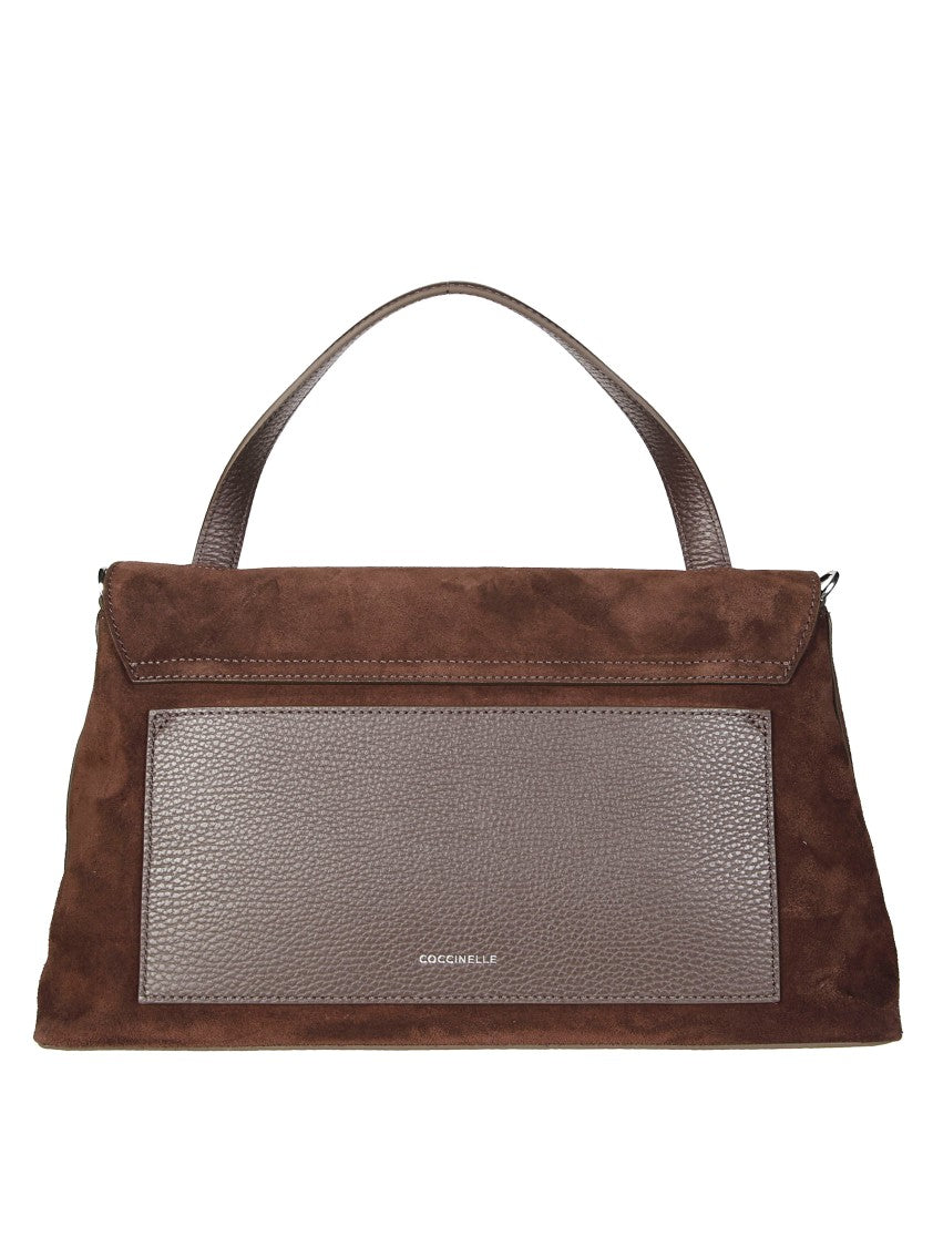 Coccinelle Trapezoidal Suede Handbag With Twist-Lock Clasp