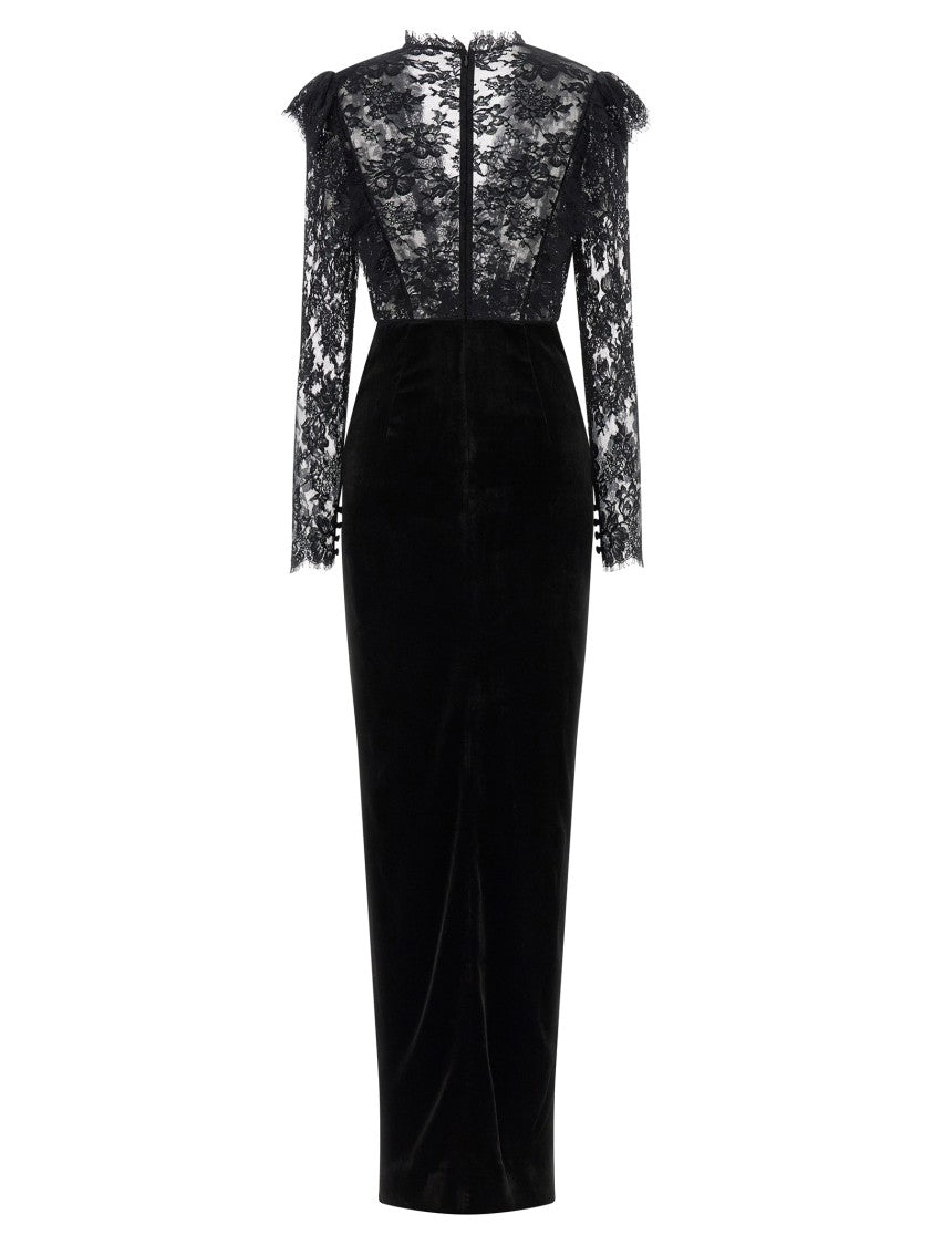 Alessandra Rich Velvet And Lace Dress