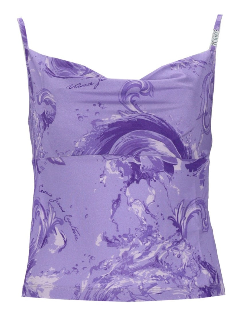 Versace Jeans Couture Purple Swirl Fitted Viscose Top