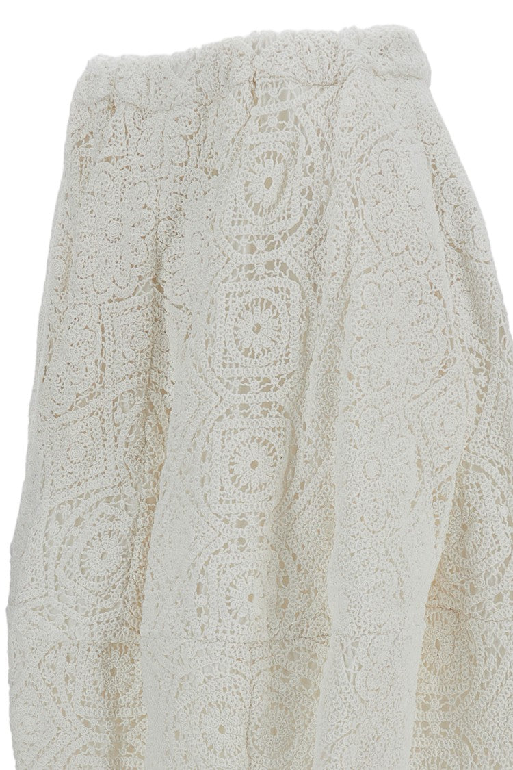 Comme Des Garçons White Balloon Double-Layered Floral Midi Skirt