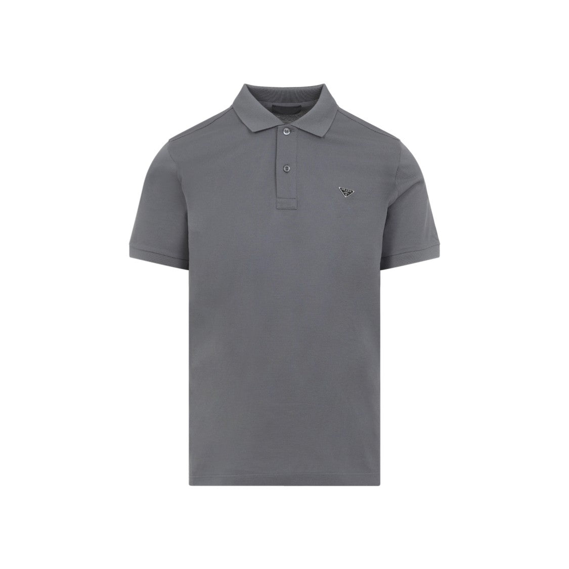 Prada Grey Cotton Polo Shirt With Classic Collar