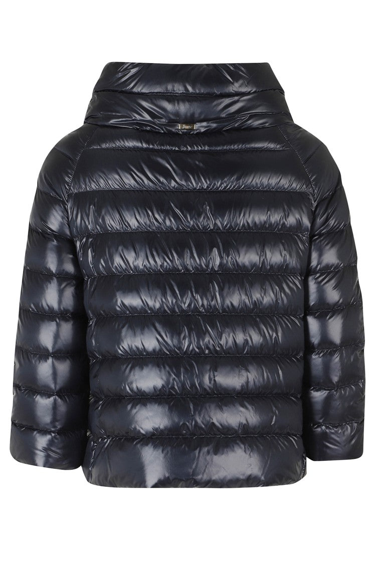 Herno Navy Blue Sofia Crater Neck Jewel Sleeves Polyamide Down Jacket