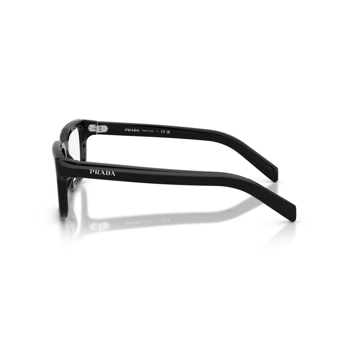 Prada Rectangular Frame Sunglasses With Glossy Black Acetate Finish