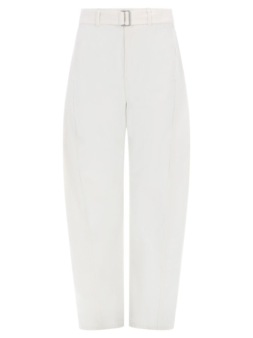 Lemaire Neutral Twisted Straight Leg Cotton Formal Pants