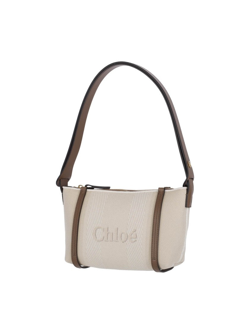 Chloé Structured Beige Shoulder Bag With Embossed Logo