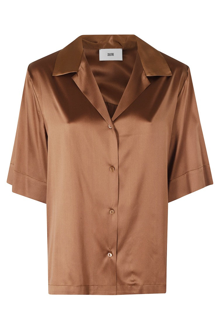 Solotre Silk Classic-Collar Long-Sleeve Silk Casual Shirt
