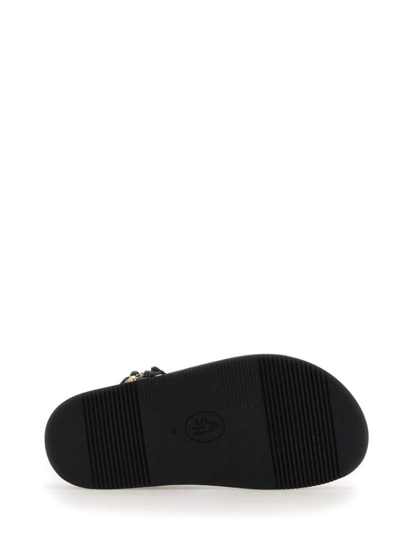 Ash Flat Black Leather Sandal