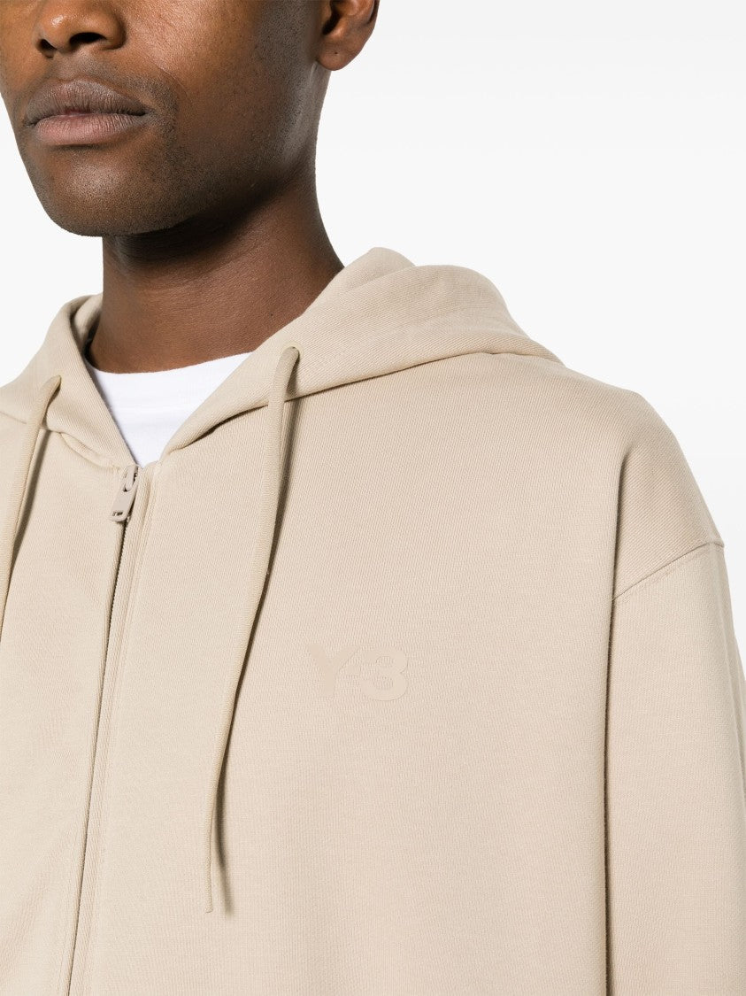 Y-3 Logo-Print Zip-Up Hoodie