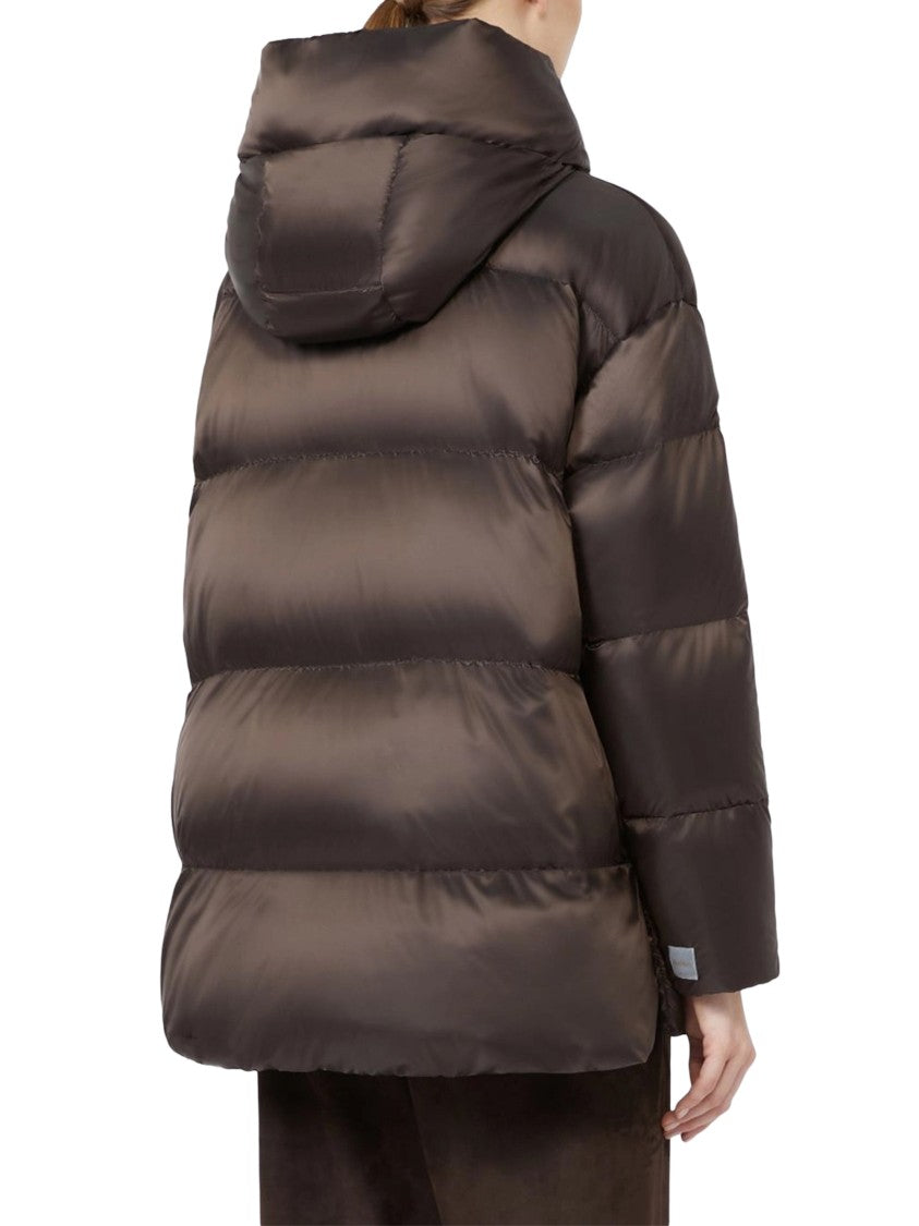 Max Mara Short Padded Coat With Glossy Finish And Snap Details
