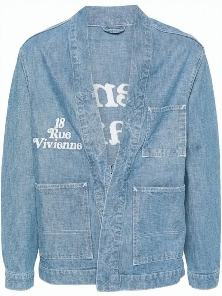 Kenzo Light Blue Denim Jacket With Relaxed Silhouette And V-Neckline
