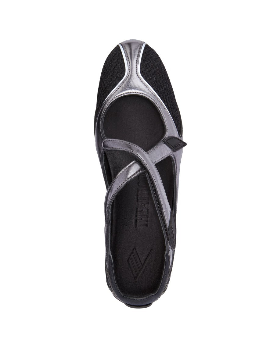 The Attico Cross Strap Ballerina Flats With Metallic Finish