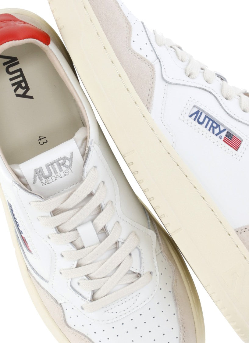 Autry White Medalist Low Suede Inserts Sneakers