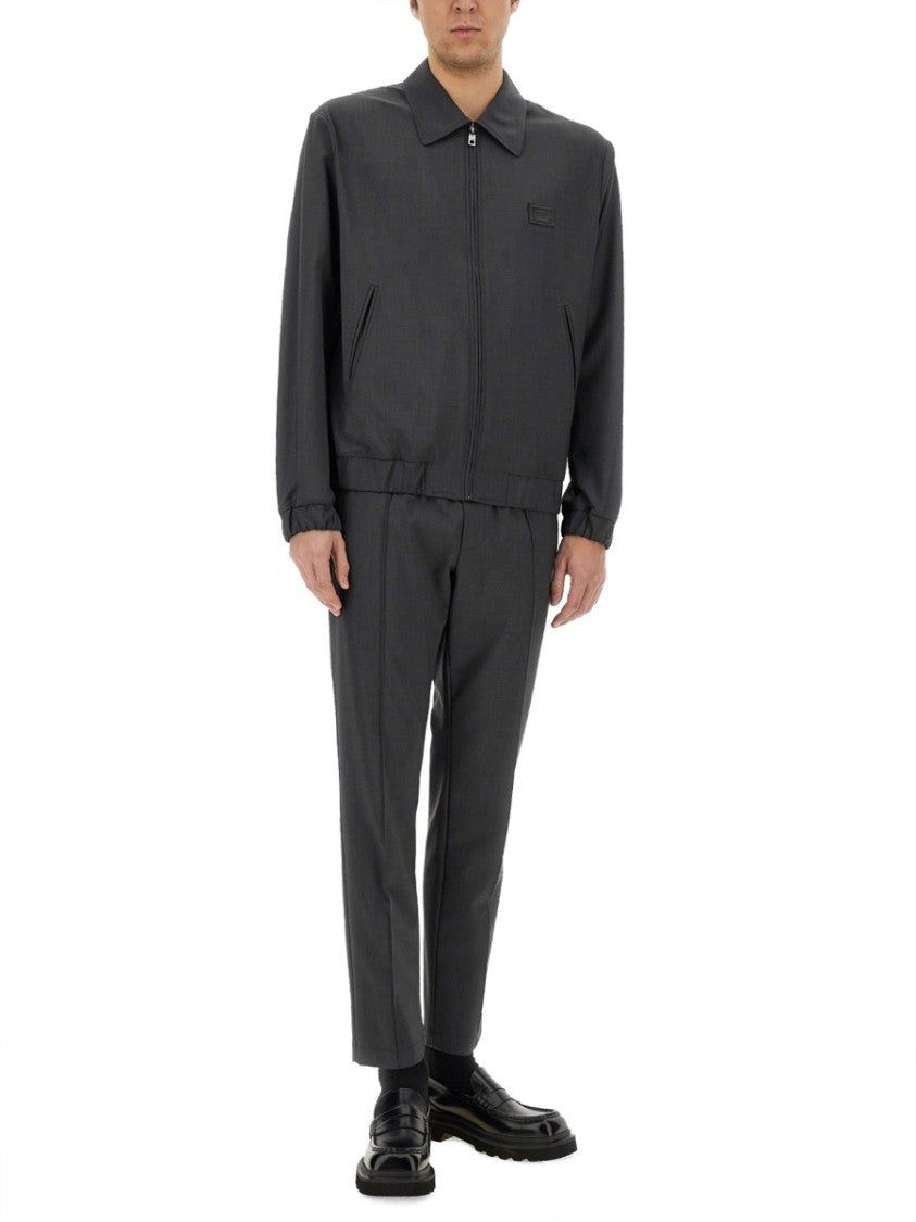 Dolce & Gabbana Wool Canvas Jacket With Plaque