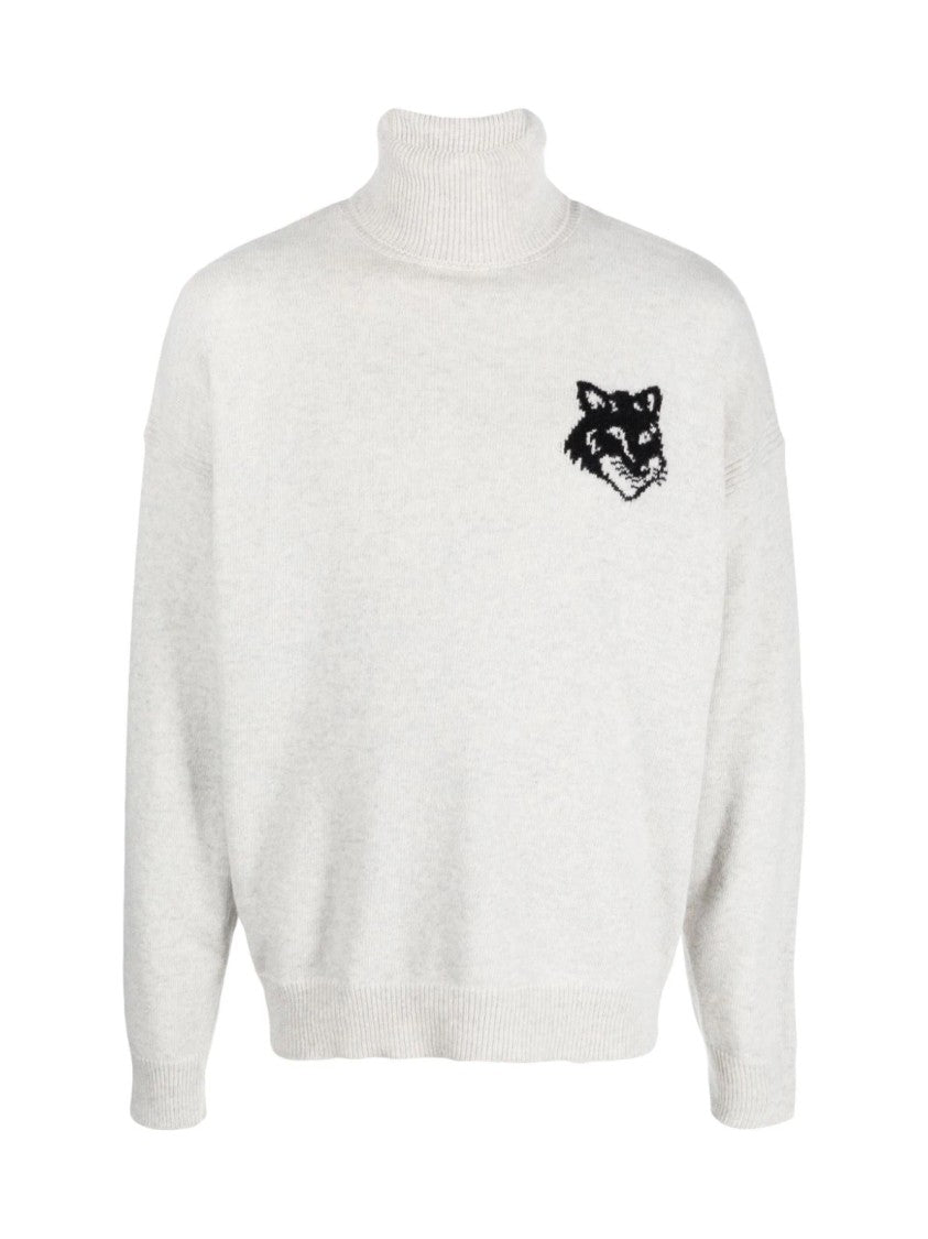 Maison Kitsuné Fox Head Intarsia Logo Turtleneck Sweater