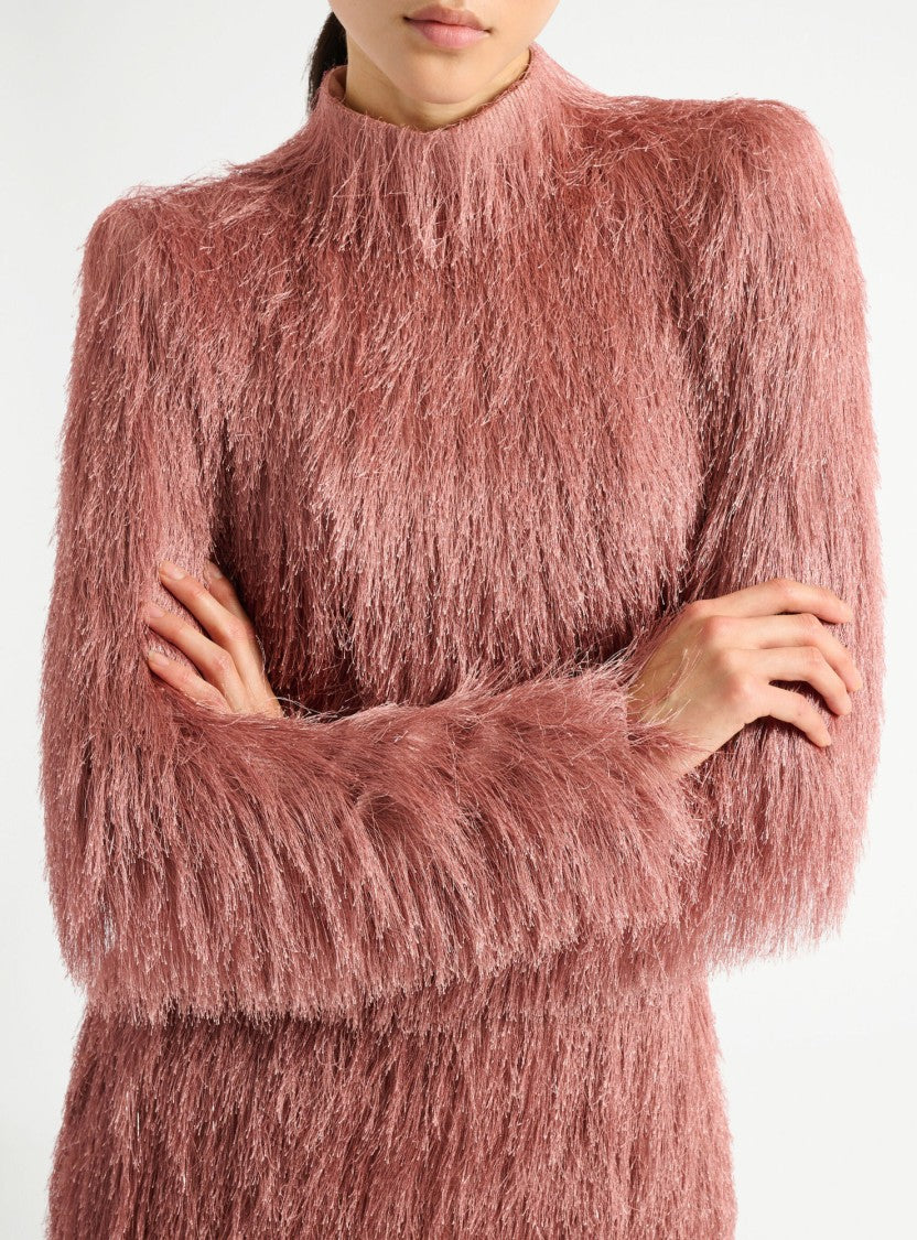 Balmain Textured Pink Mini Dress With Structured Shoulders