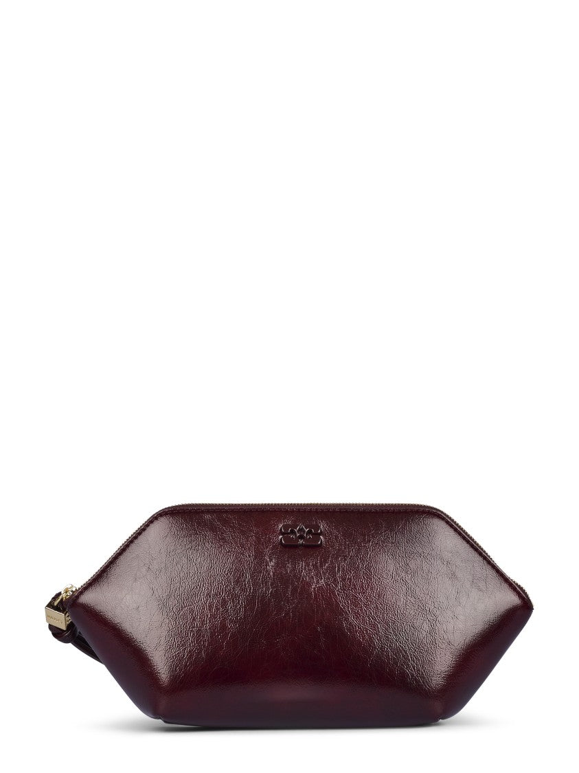 Ganni Textured Geometric Zip Clutch