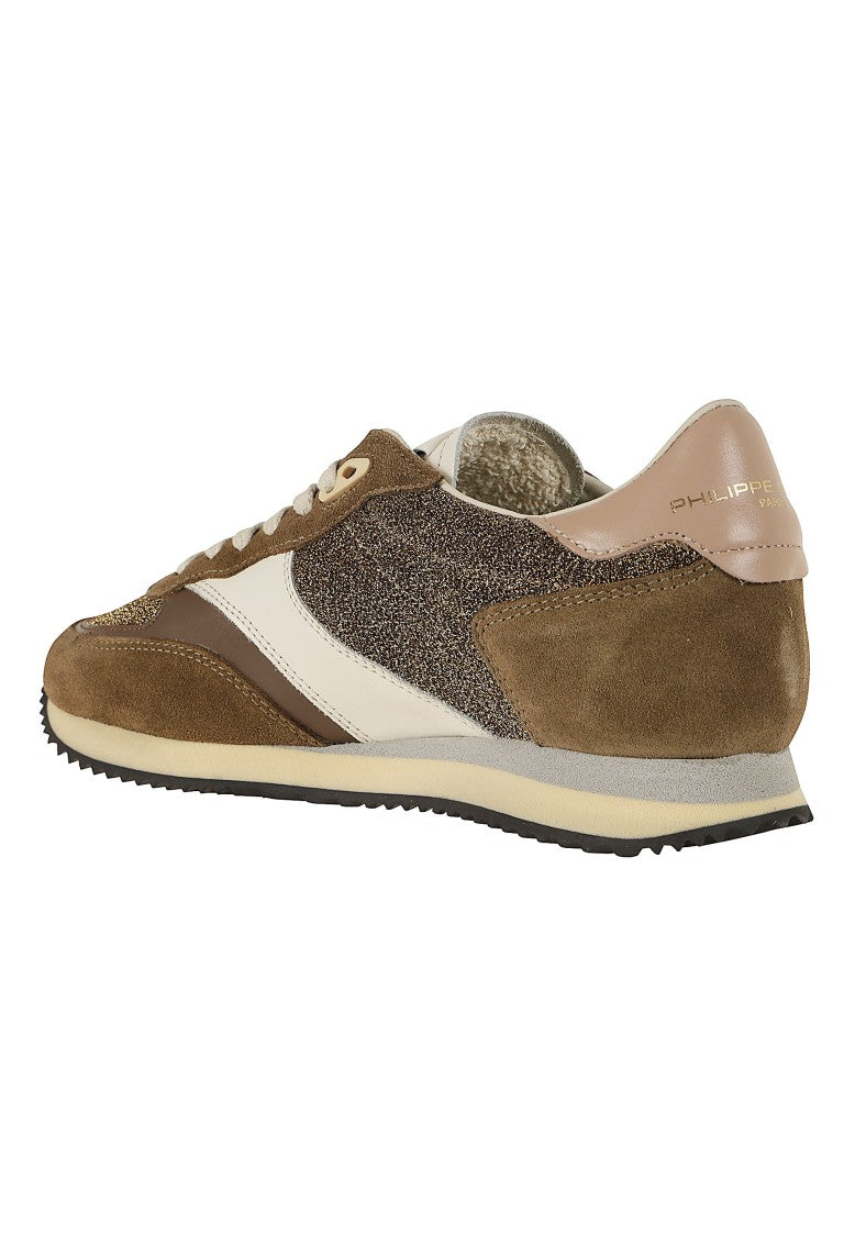 Philippe Model Blville Low Burgundy Shield Multi-Panel Running Sneakers