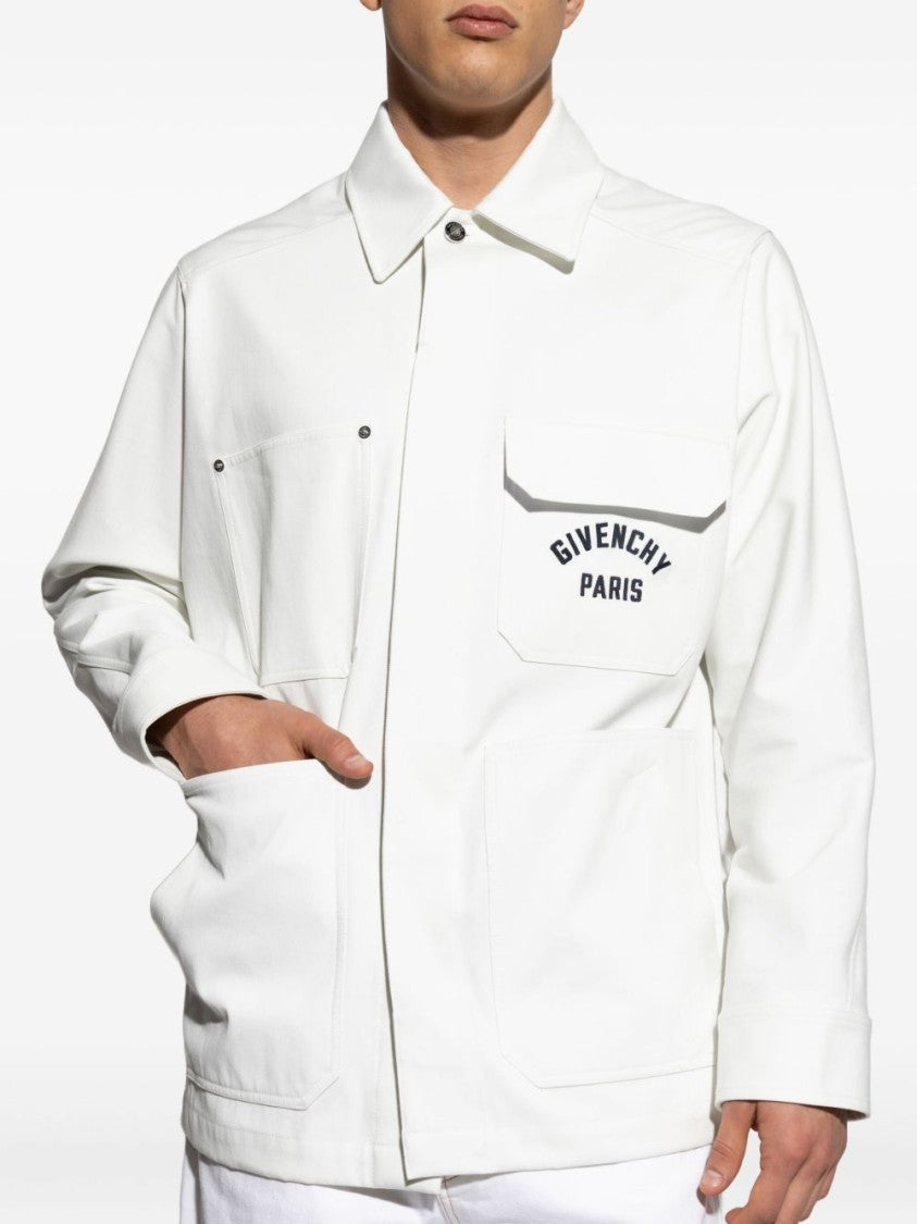 Givenchy White Overshirt With Logo Detail
