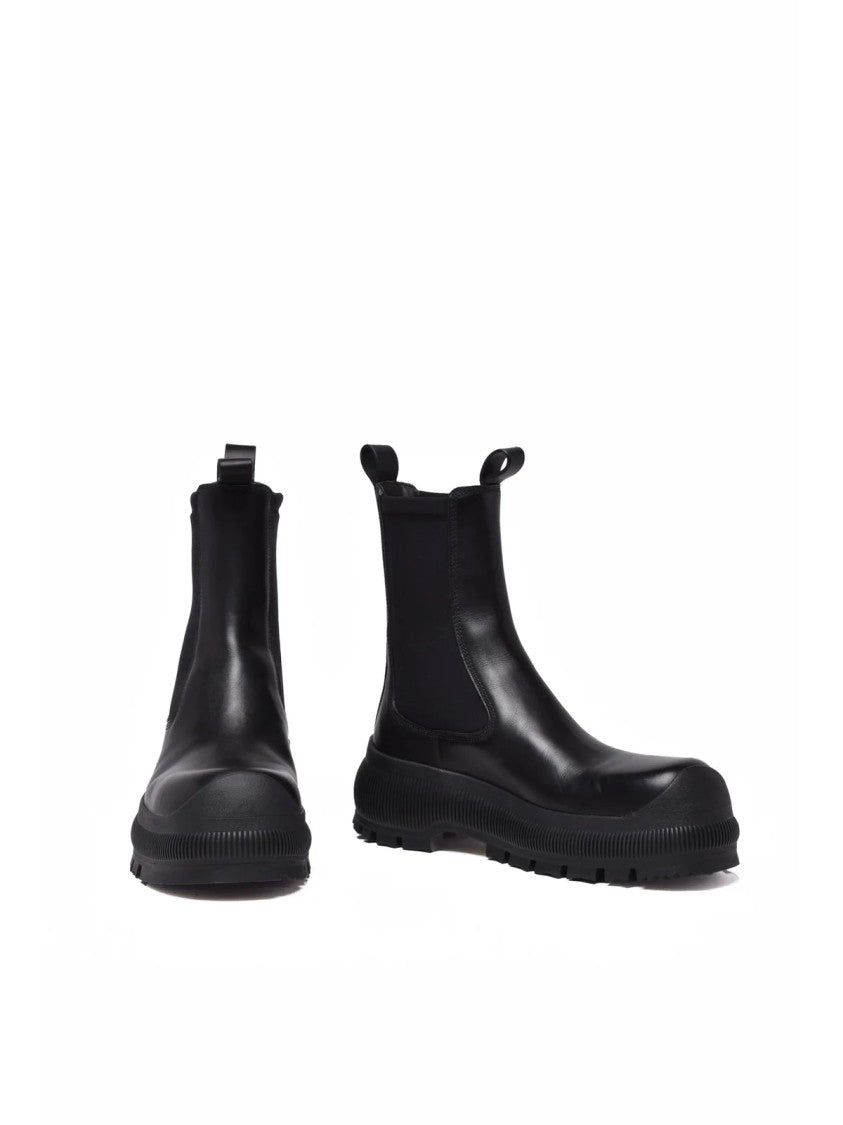 Jil Sander Black Leather Minimalist Ankle Boots