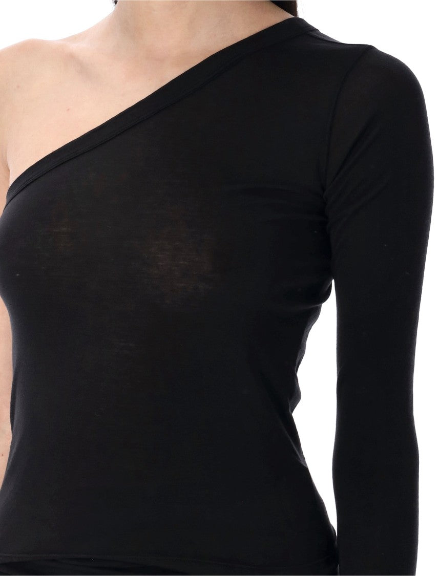Drkshdw By Rick Owens Asymmetrical Black Ziggy Top