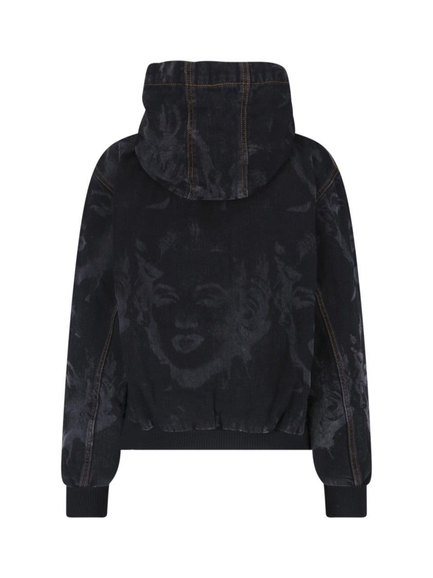 Vaquera Black Artistic Print Cropped Jacket