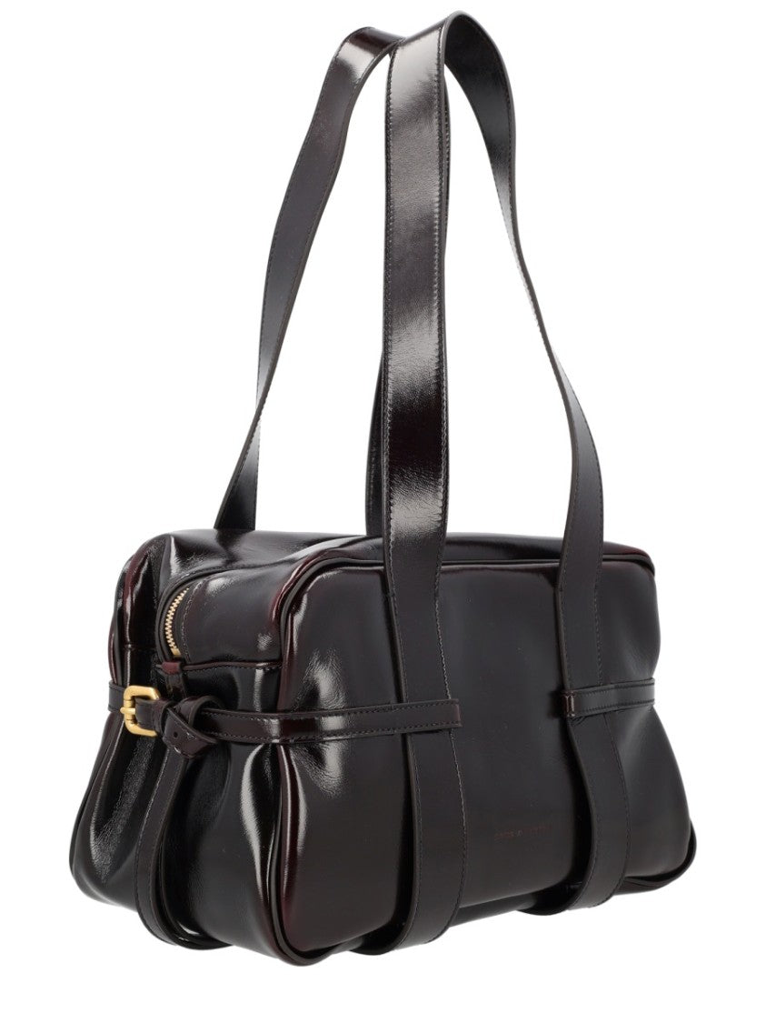 Dries Van Noten Brown Medium Rectangular Gold-Tone Leather Shoulder Bag