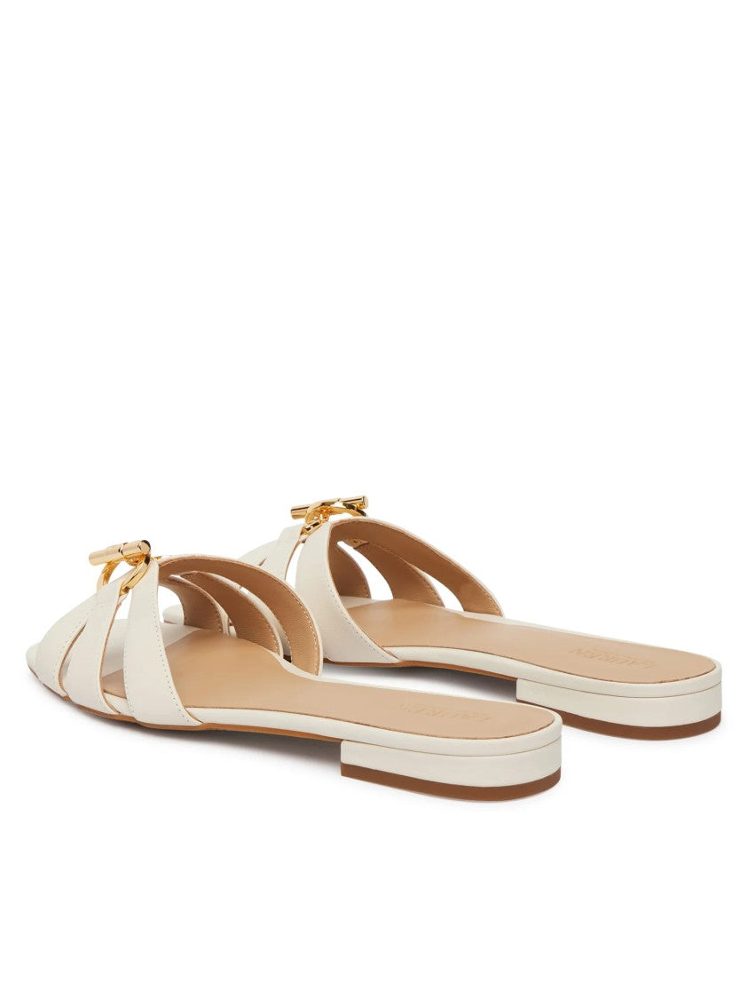 Lauren Ralph Lauren Minimalist Flat Slide Sandals With Gold-Tone Buckle
