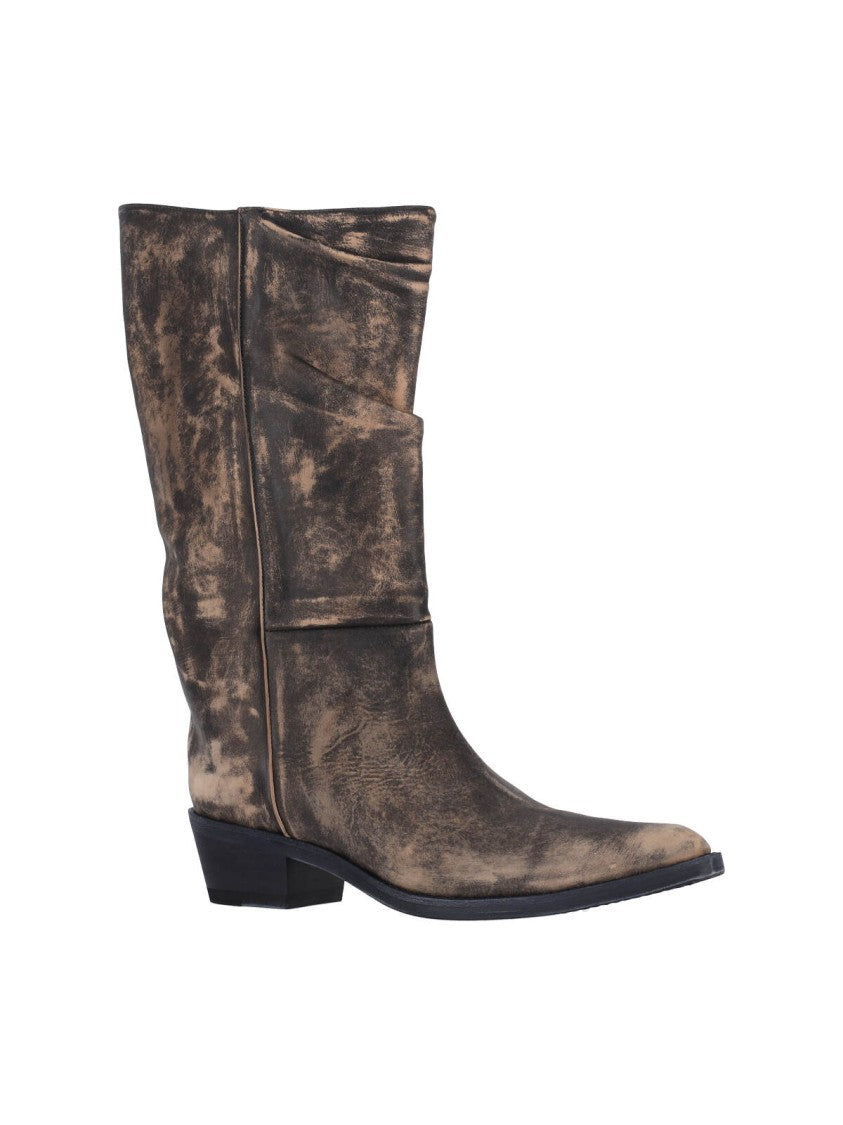Khaite Mid-Calf Boots With Squared Pointed Toe