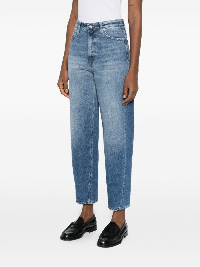 Dondup Blue Faded Cotton Seams Jeans
