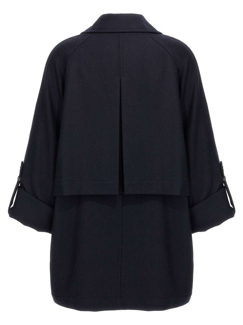 Brunello Cucinelli Shiny Cuff Details' Caban Coat
