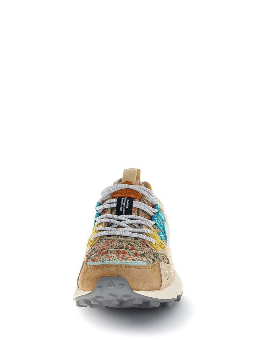 Flower Mountain Multi-Textured Sneakers With Floral Panels And Chunky Sole