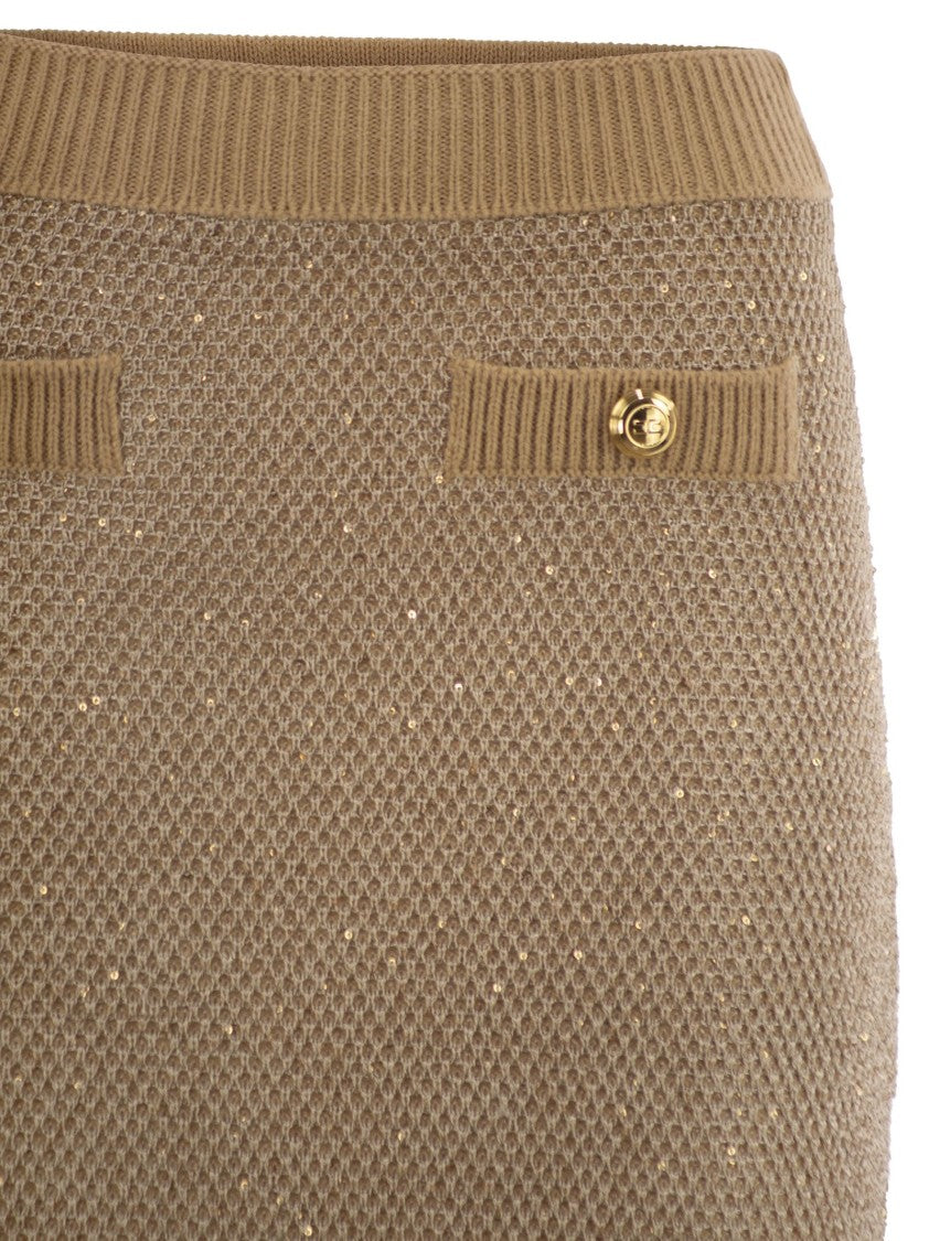 Elisabetta Franchi Knitted Skirt With Sequins