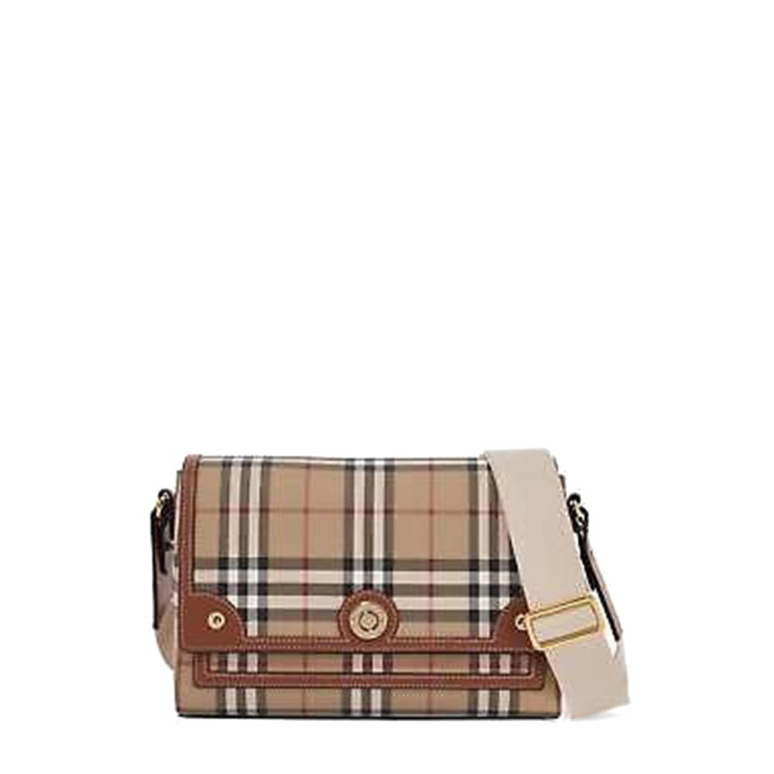 Burberry Classic Check Pattern Shoulder Bag With Flap Closure